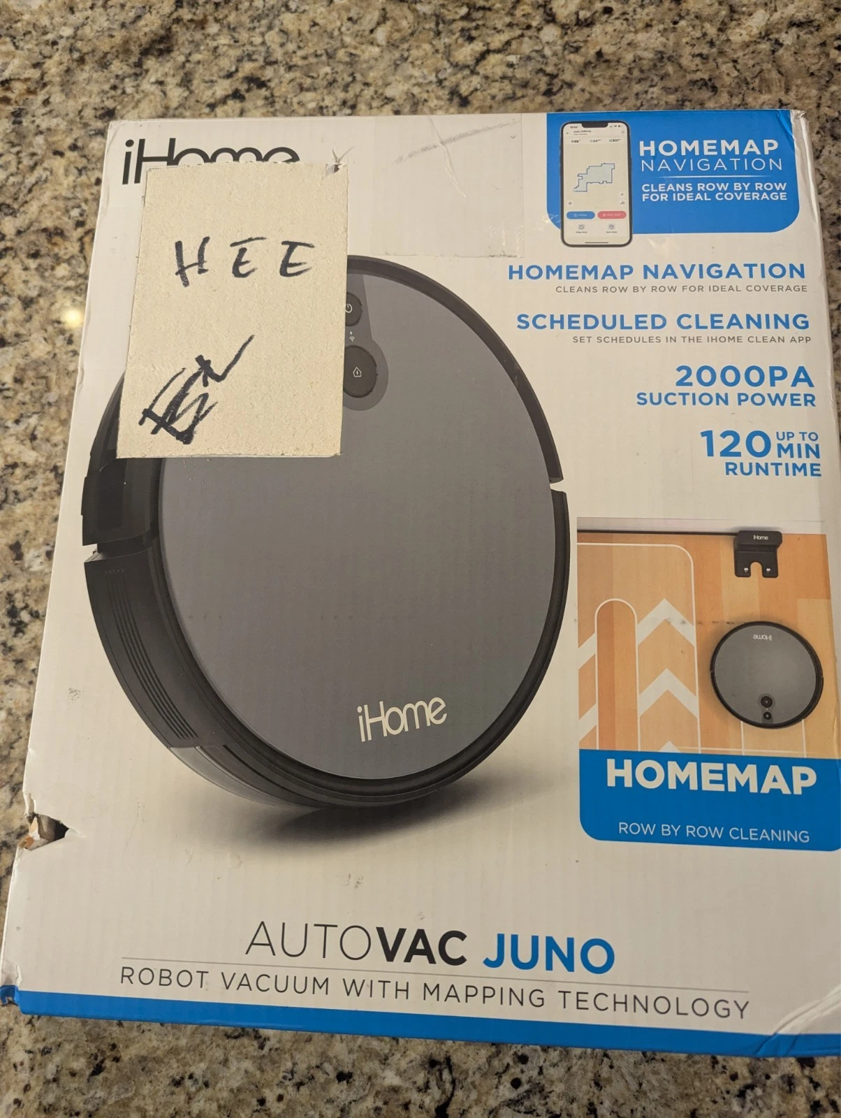 iHome Auto Vac Juno Robot Vacuum with Mapping iHRV9-BLK Used