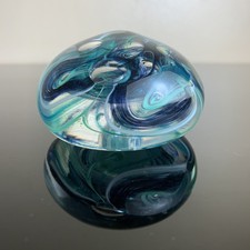 Studio Art Glass Paperweight Blue Swirl Bubble Signed Donnelly 1996 