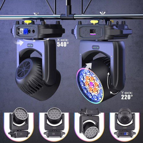 🎉19x20W LED Zoom Moving Head Stage Light RGBW DMX Beam Wash Lighting DJ Disco - Picture 8 of 19