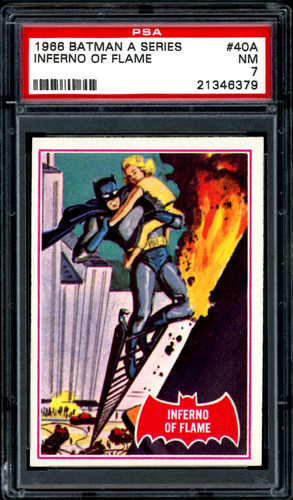 1966 Topps Batman Red Bat #40A Inferno of Flame — PSA 7