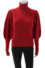 Baum Und Pferdgarten Womens Puff Long Sleeve Turtleneck Sweater Red Size Small
