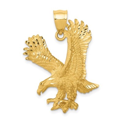14k Gelbgold Adler Anhänger Männer ausgestreckte Flügel patriotisches Symbol Halskette