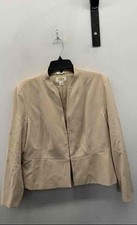 Talbots Petites Women's Beige Wool Blend Stretch Open Front Blazer Sz 16