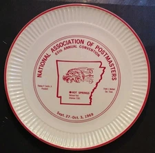Postmasters 1969 65th Annual Convention Plate Hot Springs, Ntl. Park Arkansas 