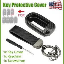 Carbon Fiber Car Key Fob Cover Protective Case for Jeep Grand Cherokee 2014-2019