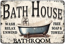 Bathroom Bathtub Bath House Funny Tin Metal Signs Home D cor 8x12