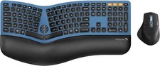 ProtoArc Ergonomic Wireless Keyboard Mouse Combo, EKM01 Plus Full Size - Blue