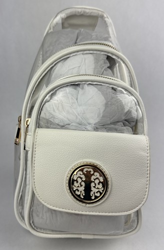 Malibu Skye Crossbody Bag Clear With White Trim Tan Strap NEW Stadium - Picture 3 of 14