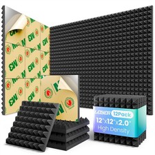 Acoustic Panels 12 pack Self-Adhesive 2"X12"X12" Quickly-Expand Foam