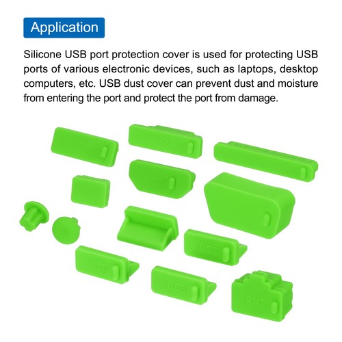 65pcs Laptop Port Duct Cover 13 Types Plugs Caps USB/VGA/Audio Jack/SD, Green - Photo 4 sur 7