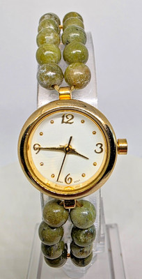 Ireland Bracelet Watch Beaded Green Connemara Marble  Band.  New Battery Working