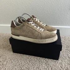 Coach Mens Clip Perforated Low Top Sneaker Size 8.5D Oat Color G5111