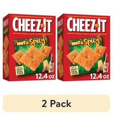 (2 pack) Cheez-It Hot and Spicy Cheese Crackers, Baked Snack Crackers, 12.4 oz