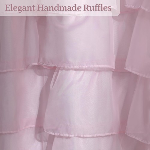 REISEN Pink Ruffle Shower Curtain Farmhouse Fabric for Bathroom Sheer Shower ... - Picture 2 of 6