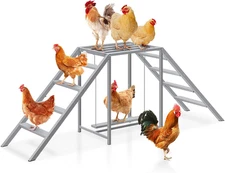 Wooden Chicken Coop Perches and Roosting Bars, Swing and Ladder Accessories, Gra