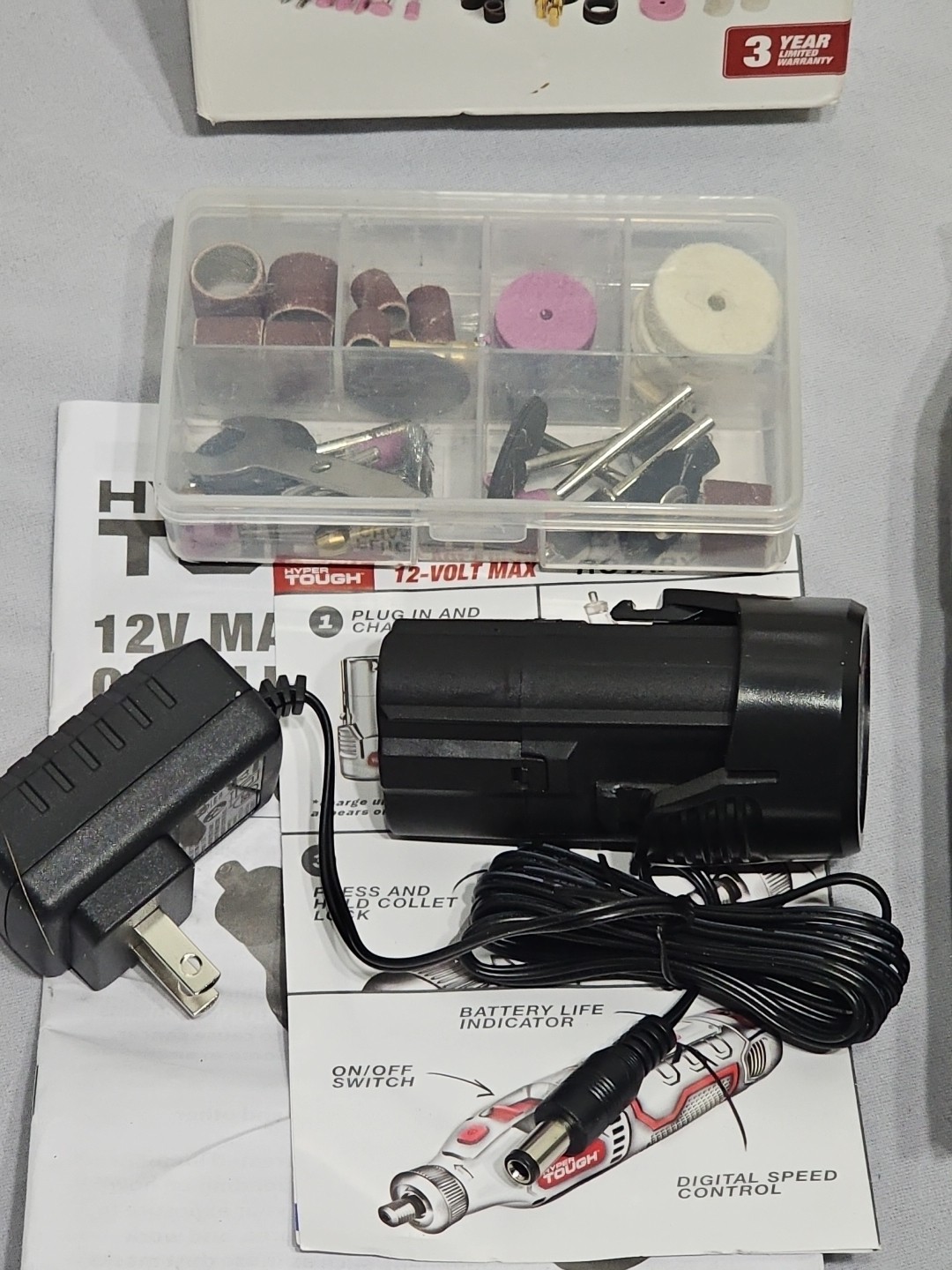 Hyper Tough 12V Max Cordless Rotary Tool with 40-Piece Accessory Kit OPEN BOX