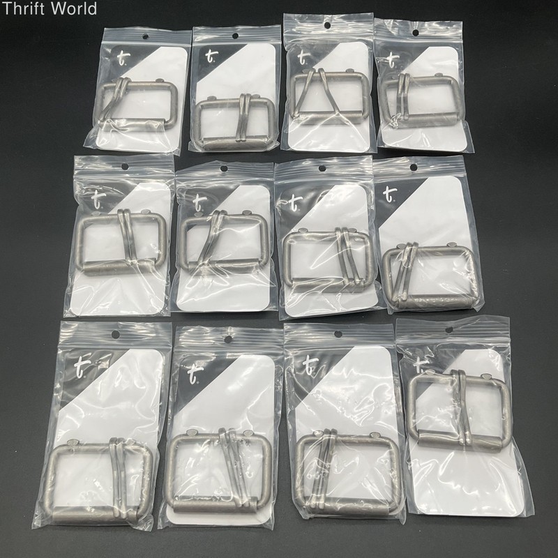 Tandy Leather Antique Nickel 2" Heel Bar Roller 2-Prong Belt Buckles Lot of 12