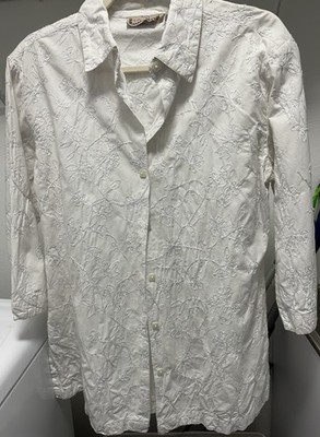 Women s Large 3/4 Sleeve Button Up Top Life Style Brand 100 Cotton