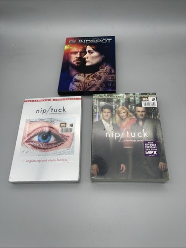 Lot of 3 DVD TV Seasons- Nip Tuck Season 1 + 3 New Sealed- Blindspot Pre owned