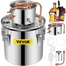 5 Gal 21L Stainless Steel Alcohol Distiller Copper Coil Home Brewing Still Kit