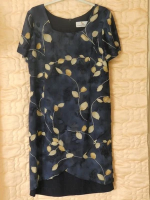 EléGANTE Robe PRINTEMPS ETE Femme Taille 42 L Bleue Beige MOUSSELINE Doublée - Photo 1/4