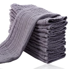 12 Pack Muslin Burp Cloths for Baby - Ultra-Soft 100 Cotton Baby Washcloths ...