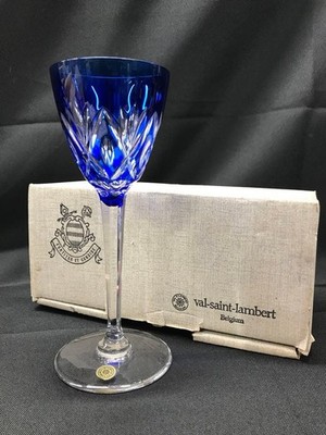 Val Saint Lambert Belgium Kiriko Cut Crystal Goblet, Blue Japanese seller Excell