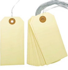 Blank Shipping Tags with Wire - 120 PCS 4 3/4" X 2 3/8" Manila Hang Tags for Inv