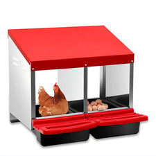 Steel 2 Hole Chicken Hen Coop Hutch Inside Outside Roll Away Lay Egg Nesting Box