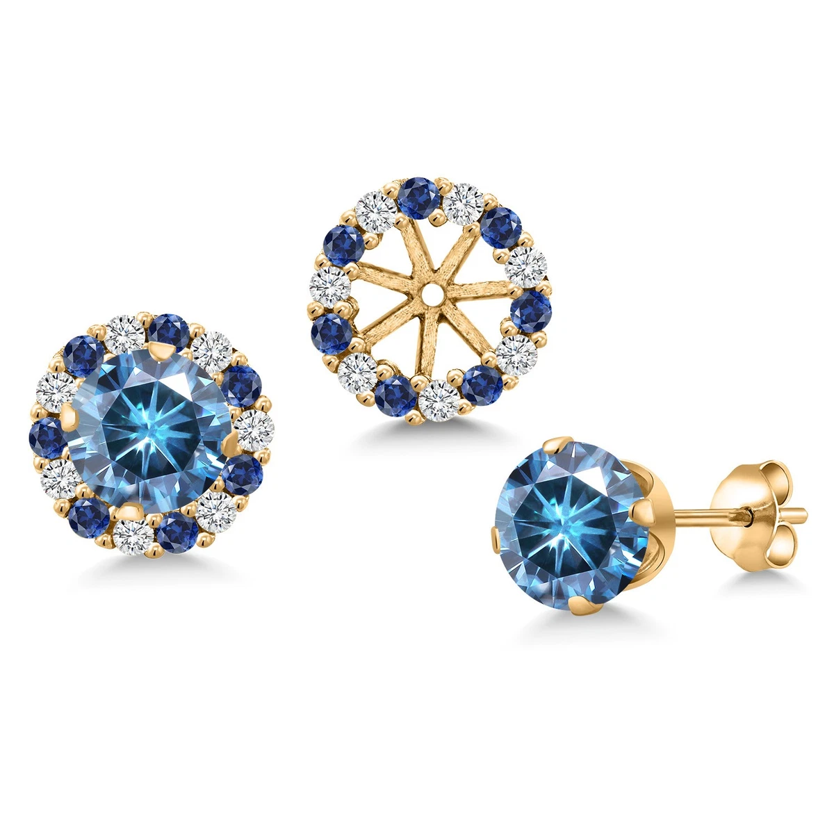 Yellow Gold Plated Stud Fashion Earrings Mystic Topaz for  display picture 1