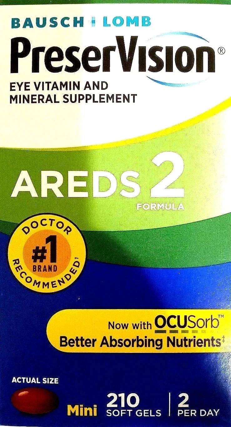 Bausch+Lomb PreserVision AREDS 2 Formula 210 Soft Gels Eye Vits+Mins EXP 04/2028