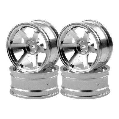 4P Alufelge mit 6 Speichen für RC 1/10 On-Road 1052 Drift  TE37+, Silber Y8B3