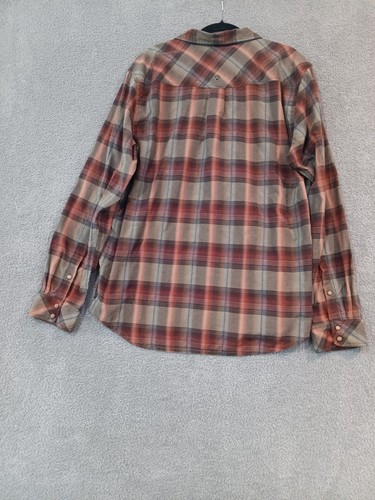 prAna Flannel Shirt Men’s XL X-Large Brown Red Plaid Outdoor Casual - Picture 3 of 7