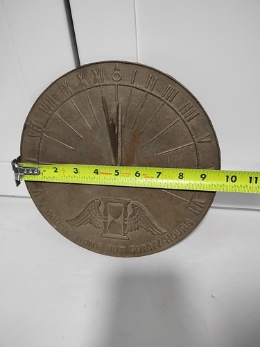 Vintage Cast Metal Sundial 9.5" Diameter with Roman Numerals Bass Bronze? - Picture 17 of 18