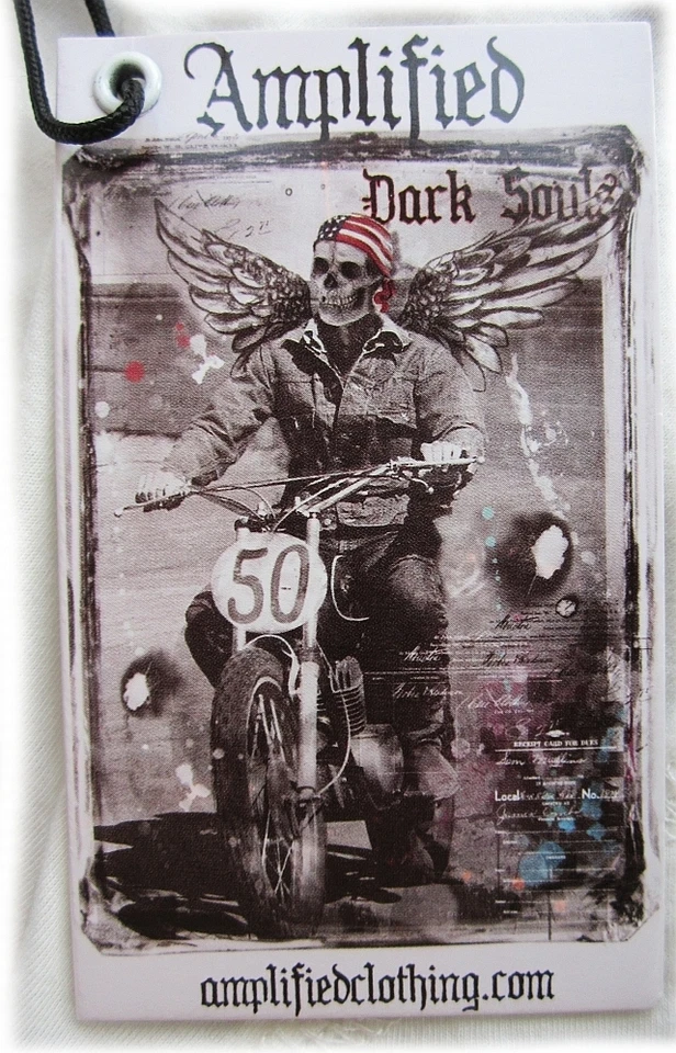 Camiseta Amplificada Alada Motociclista Calavera Gótica Ángel Años 50 Rayas Estrella VIP Rock M Foto 2 de 2