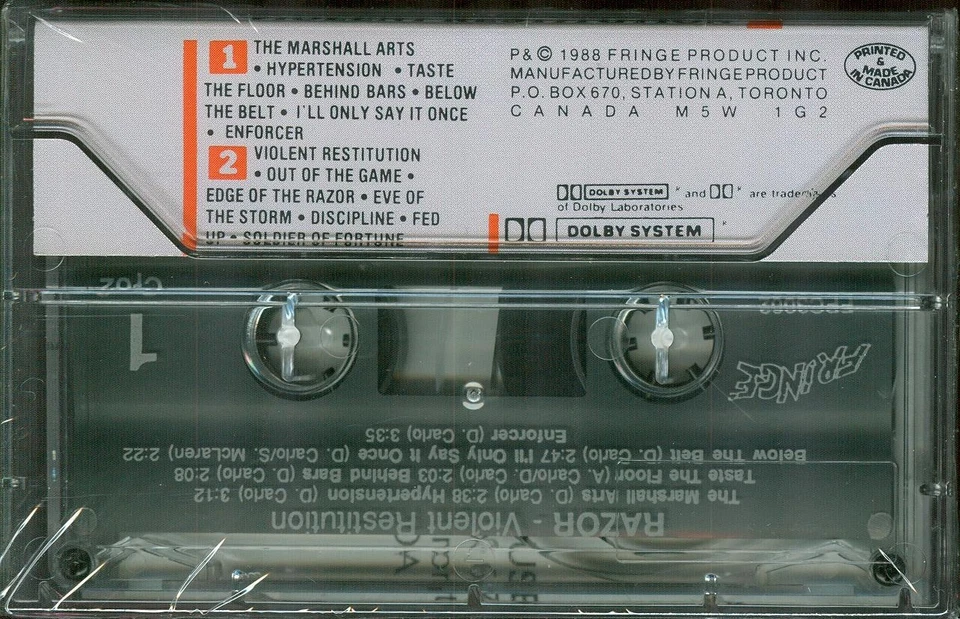 RAZOR Violent Restitution TAPE Canadian Metal 1988 SEALED - Image 2 of 3