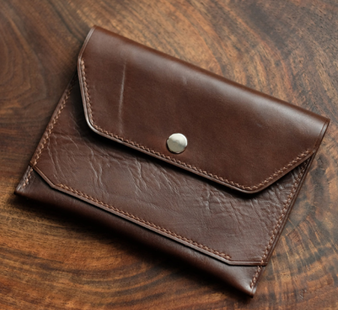 Cow Leather Wallet Purse with Passport Holder ID Card Pouch Brown Q129-image