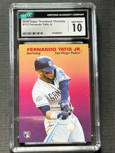 2019 Fernando Tatis Jr Rookie Card Topps #112 Throwback Thursday CGC 10 GEM MINT