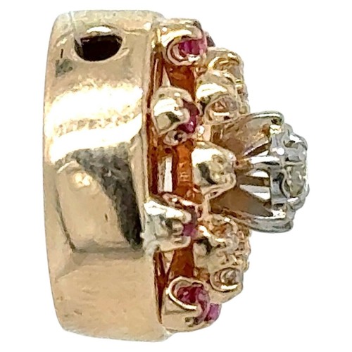 10k Yellow Gold 3/8ctw Diamond with Pink Ruby Accents Bracelet Slide 7.3g - Picture 2 of 6