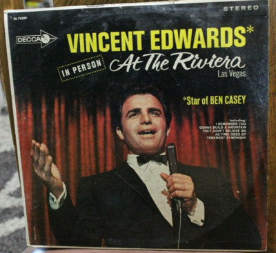 Vincent Edwards (Ben Casey) At The Riviera, Las Vegas LP-Decca DL