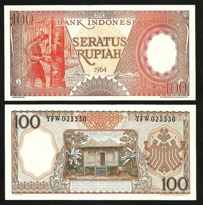 INDONESIA 100 RUPIAH 1964 P 97 UNC