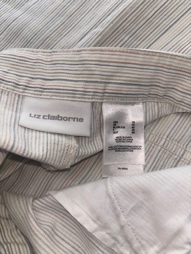 Liz Claiborne plus size 18 white pastel candy striped Trousers jeans 100% cotton - Picture 6 of 6