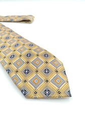   JZ Richards Handmade Silk Tie Mens Gold Geo...