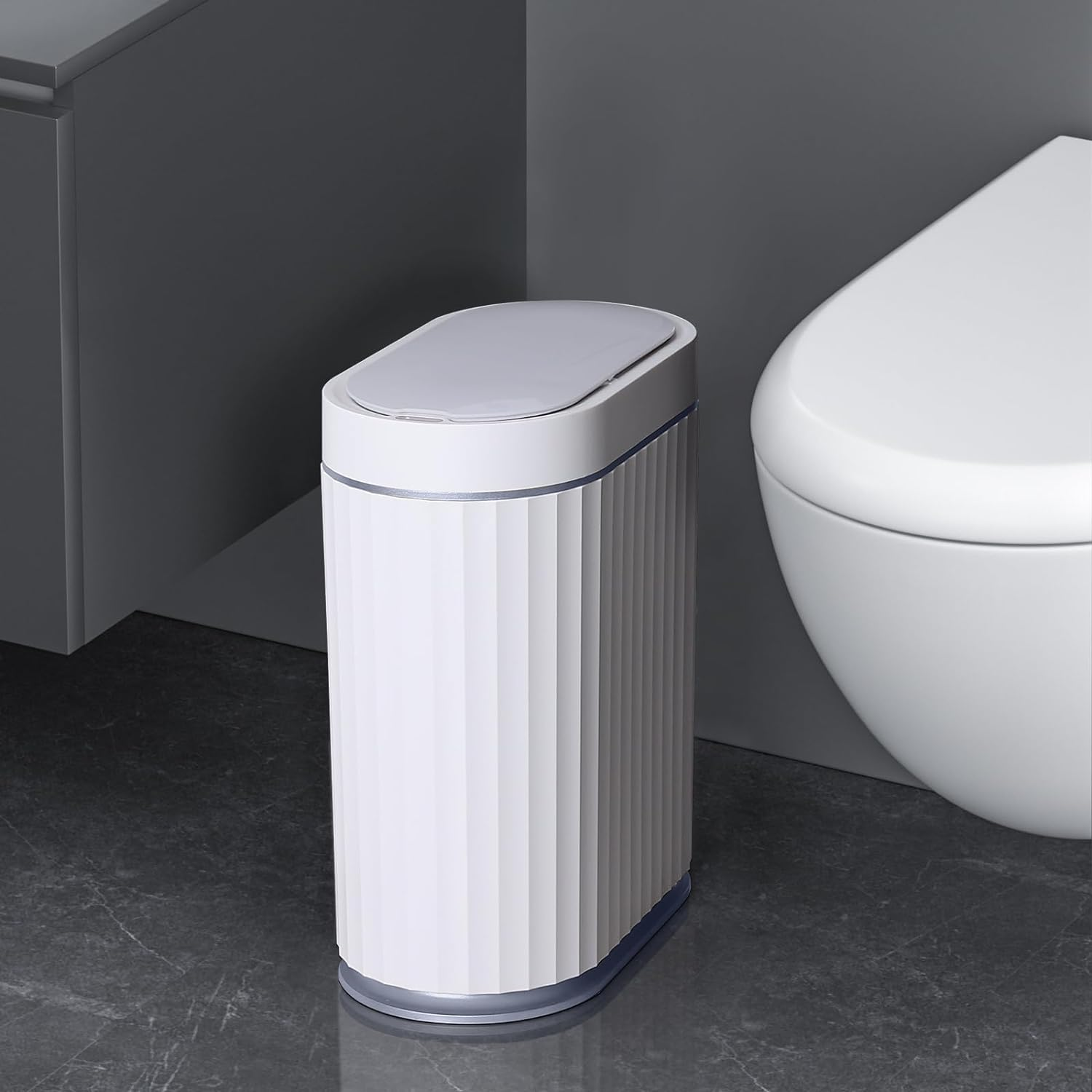 Bathroom Motion Sensor Trash Can 2 Gallon Automatic Garbage Can, 9 L Slim Plasti