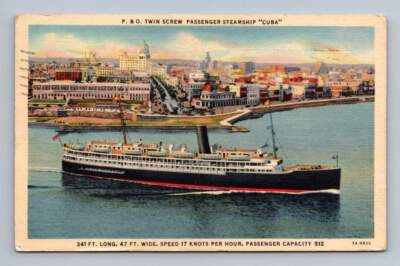 #ad #ad Vintage Florida Postcard KEY WEST Passenger Steamship Cuba 1939 to Troy NY $7.99