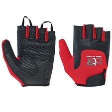 Kids Wheelchair Cycling Gloves Fingerless Leather Palm Boys Girls Gloves Red