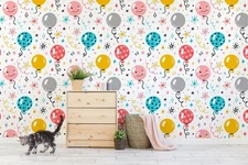 3D Cartoon Balloon Star Serpentine Wallpaper Wall Mural Peel and Stick Wallpaper