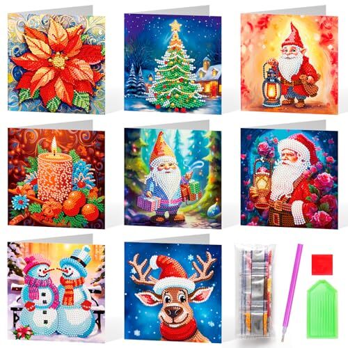 8pcs Christmas Diamond Art Cards 5d DIY Christmas Diamond Art for Style C - Bild 1 von 7