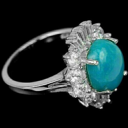 Silver Ring Turquoise Genuine Natural Mined Gem Solid Sterling Size N US 6.75 - Picture 9 of 24