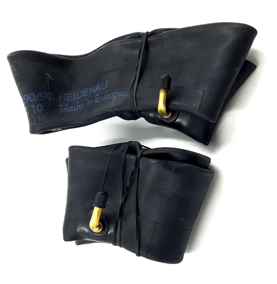 2 Stück Heidenau Schlauch 10 Zoll 3.50-10 3.00-10 Winkelventil mittig f. Roller